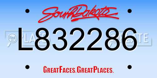 L832286 South Dakota License Plate