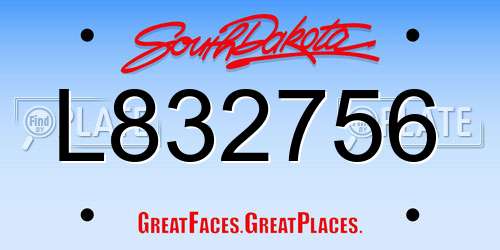 L832756 South Dakota License Plate