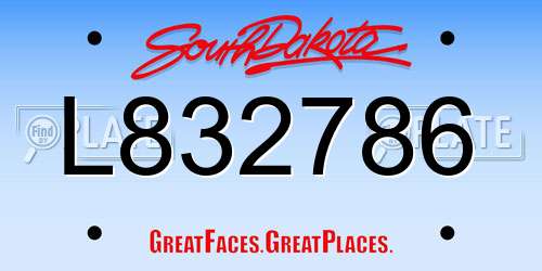 L832786 South Dakota License Plate