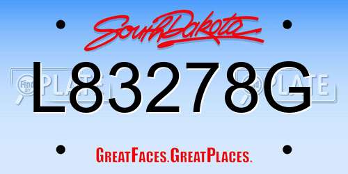 L83278G South Dakota License Plate