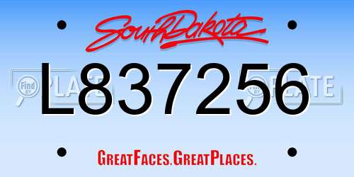 L837256 South Dakota License Plate