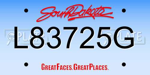 L83725G South Dakota License Plate
