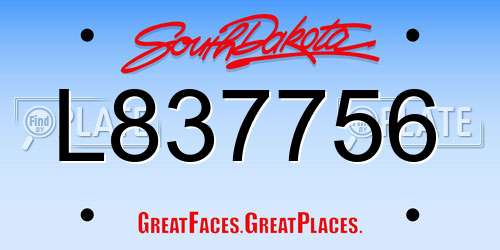 L837756 South Dakota License Plate