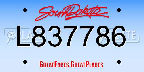 L837786 South Dakota License Plate