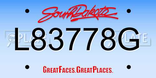 L83778G South Dakota License Plate