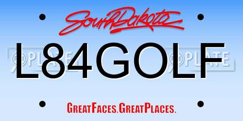 L84GOLF South Dakota License Plate