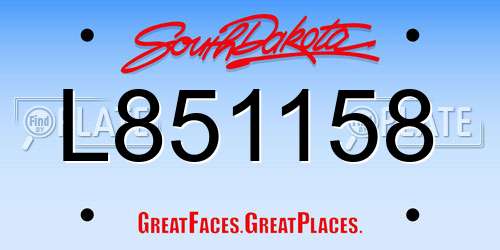 L851158 South Dakota License Plate