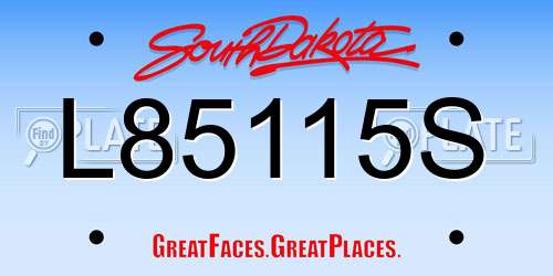 L85115S South Dakota License Plate
