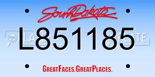 L851185 South Dakota License Plate