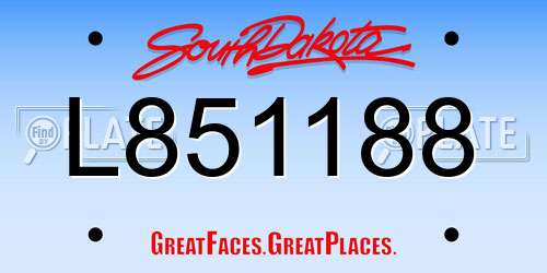 L851188 South Dakota License Plate