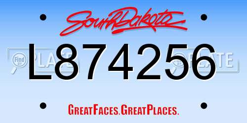 L874256 South Dakota License Plate