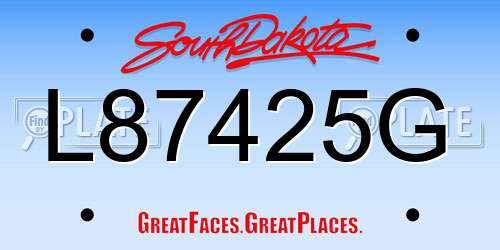 L87425G South Dakota License Plate