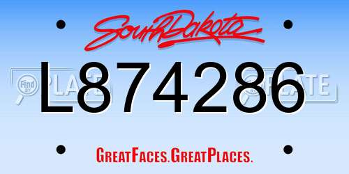 L874286 South Dakota License Plate