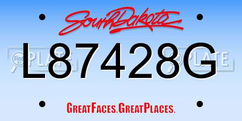 L87428G South Dakota License Plate