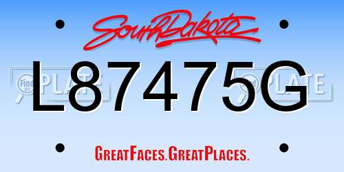 L87475G South Dakota License Plate