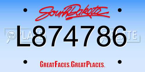 L874786 South Dakota License Plate