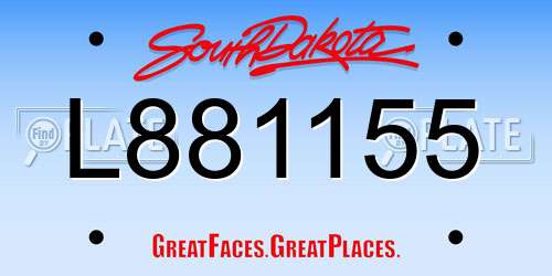 L881155 South Dakota License Plate