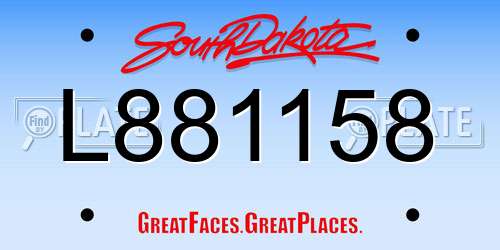 L881158 South Dakota License Plate