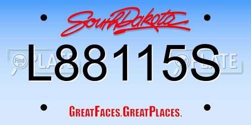 L88115S South Dakota License Plate
