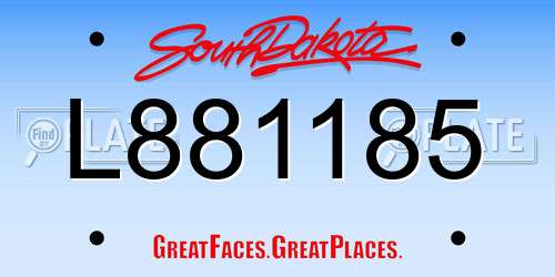 L881185 South Dakota License Plate