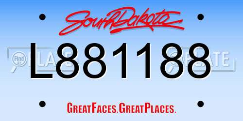 L881188 South Dakota License Plate
