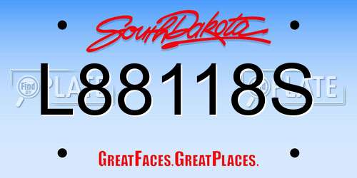 L88118S South Dakota License Plate