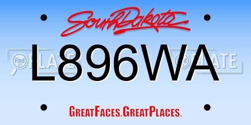 L896WA South Dakota License Plate