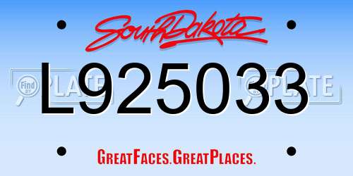 L925033 South Dakota License Plate