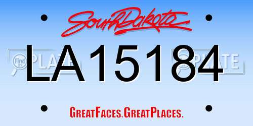 LA15184 South Dakota License Plate