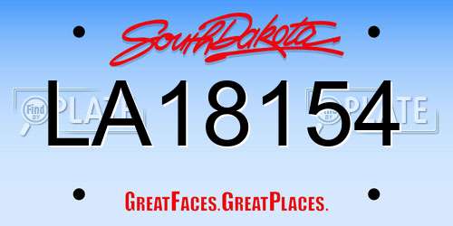 LA18154 South Dakota License Plate