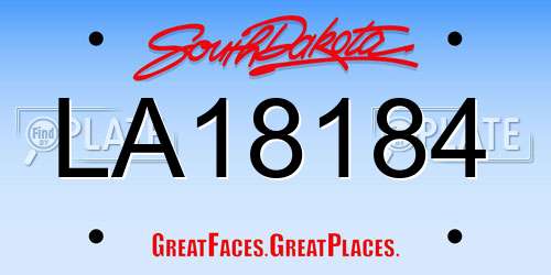 LA18184 South Dakota License Plate