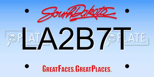 LA2B7T South Dakota License Plate