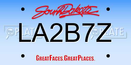 LA2B7Z South Dakota License Plate