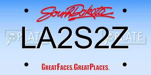 LA2S2Z South Dakota License Plate