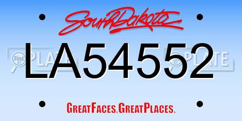 LA54552 South Dakota License Plate