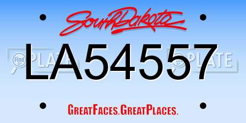 LA54557 South Dakota License Plate