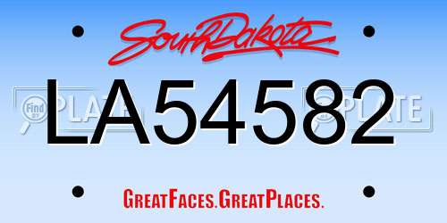 LA54582 South Dakota License Plate