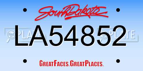 LA54852 South Dakota License Plate