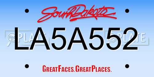 LA5A552 South Dakota License Plate