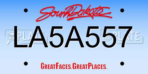 LA5A557 South Dakota License Plate