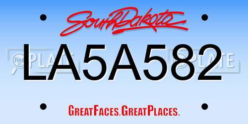 LA5A582 South Dakota License Plate