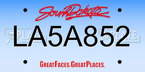 LA5A852 South Dakota License Plate