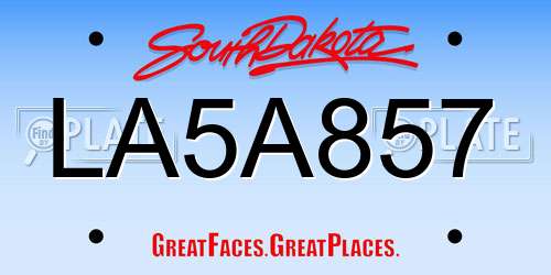 LA5A857 South Dakota License Plate