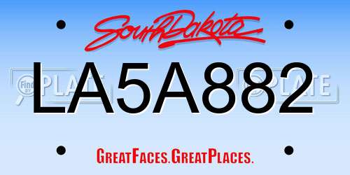 LA5A882 South Dakota License Plate