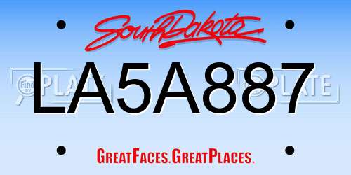 LA5A887 South Dakota License Plate