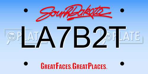 LA7B2T South Dakota License Plate