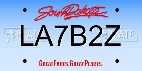LA7B2Z South Dakota License Plate