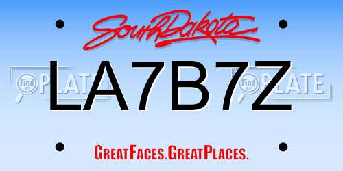 LA7B7Z South Dakota License Plate