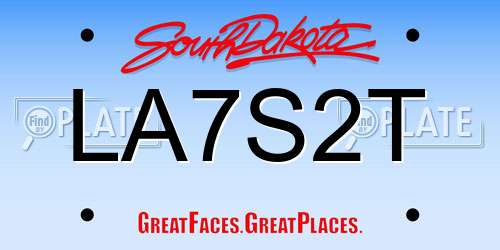 LA7S2T South Dakota License Plate