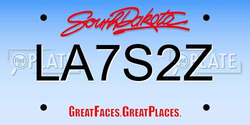 LA7S2Z South Dakota License Plate